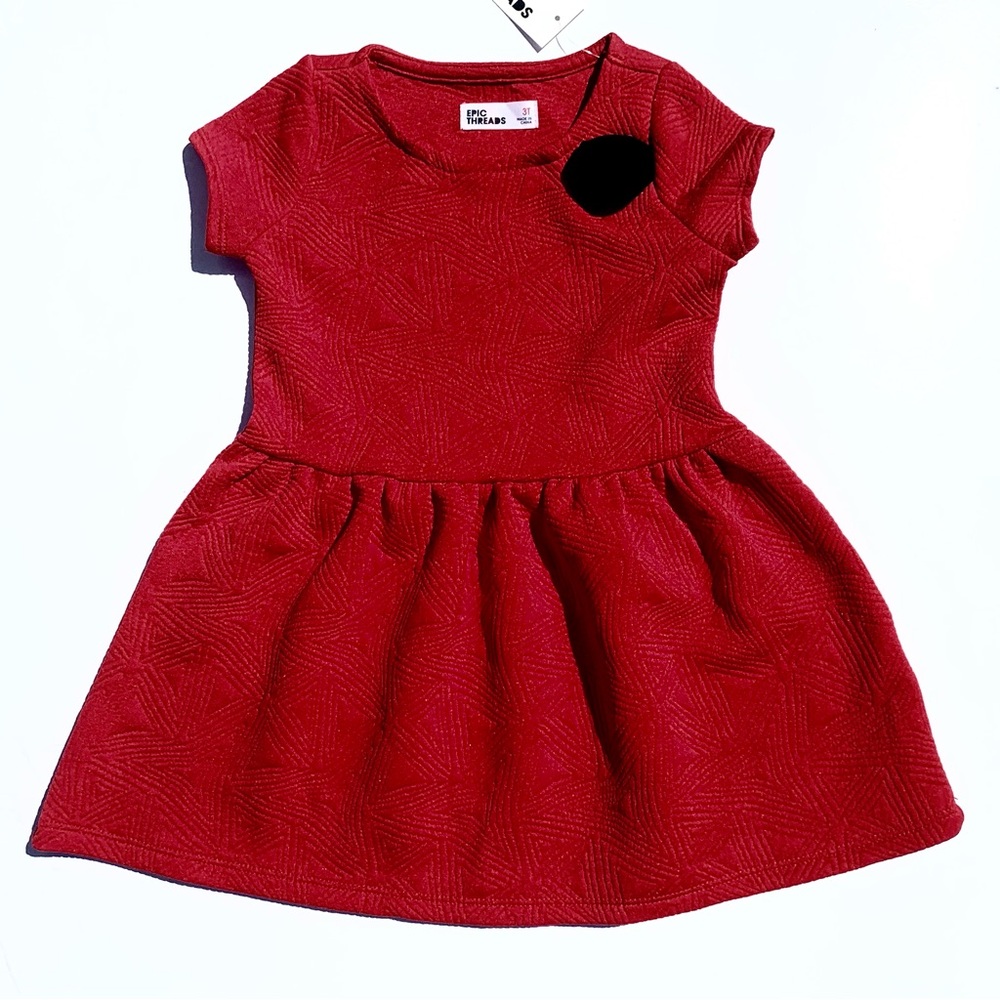 Girls Epic Threads Red A-Line Sundress Casual Crew Neck sz 3t